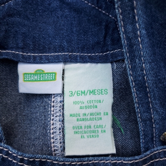 Vintage Sesame Street Overalls Denim Blue Baby Girls 3-6 Months - Picture 3 of 4